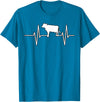 Animal Funny Farmer Farmers Gift Cow Cattle Beef Heartbeat Funny T-Shirt - Sapphire Blue
