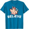 Funny Happy Piglet Farm Life Farmer Motivational Believe Flying Pig with Sunglasses Funny Animal Lover Gifts T-Shirt - Sapphire Blue