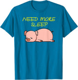 Cute Animal Pyjama Sleep Bed Outfits Funny Sleeping Pig Pajama Design for Bedtime T-Shirt - Sapphire Blue