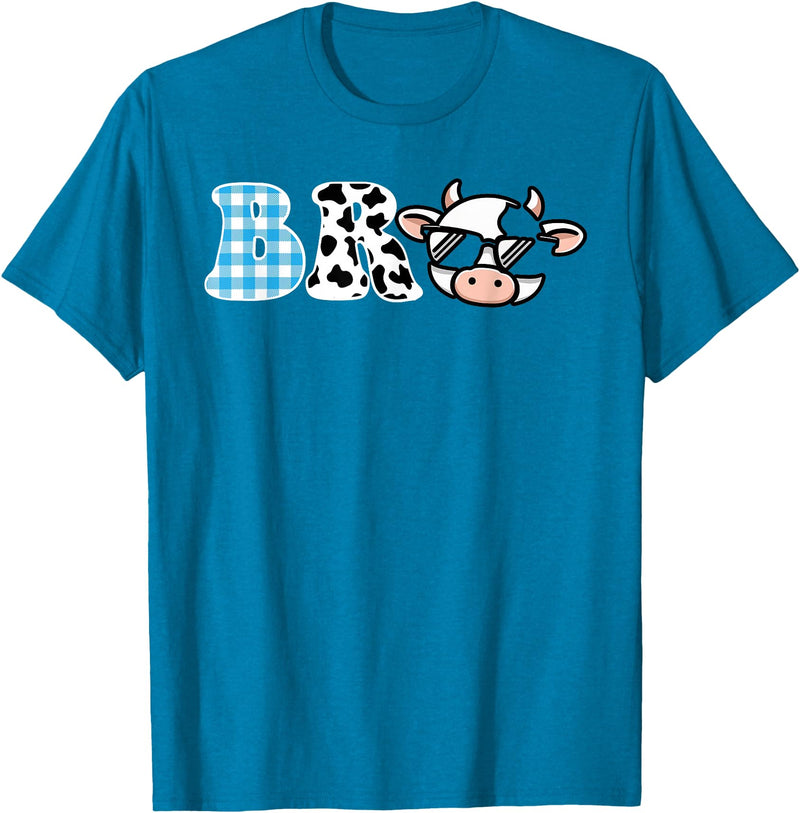 Cow Farm Themed Birthday Party Bro Cow Theme Birthday Party Brother Matching Family T-Shirt - Sapphire Blue