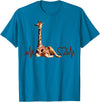 Giraffic print shirt Birthday Giraffe Heartbeat Shirt for Woman Man Kids T-Shirt - Sapphire Blue