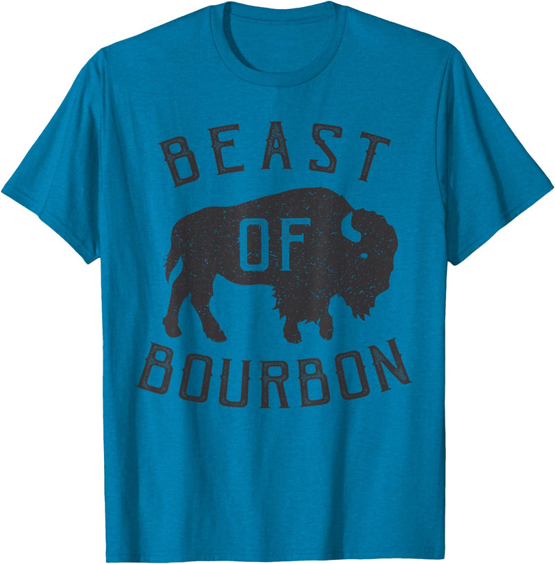 Drinking Fun designs - Big Ray Designs Beast of Bourbon Drinking Whiskey Design Bison Buffalo Party T-Shirt - Sapphire Blue