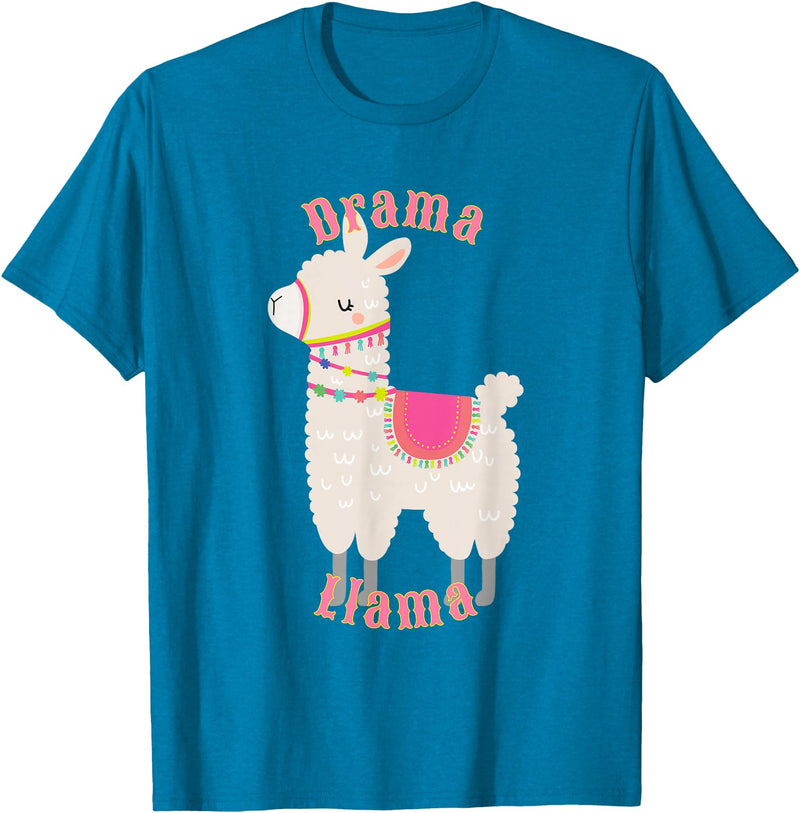 Cute Llama Shirts Drama Llama T-Shirt for Adults and Kids T-Shirt - Sapphire Blue