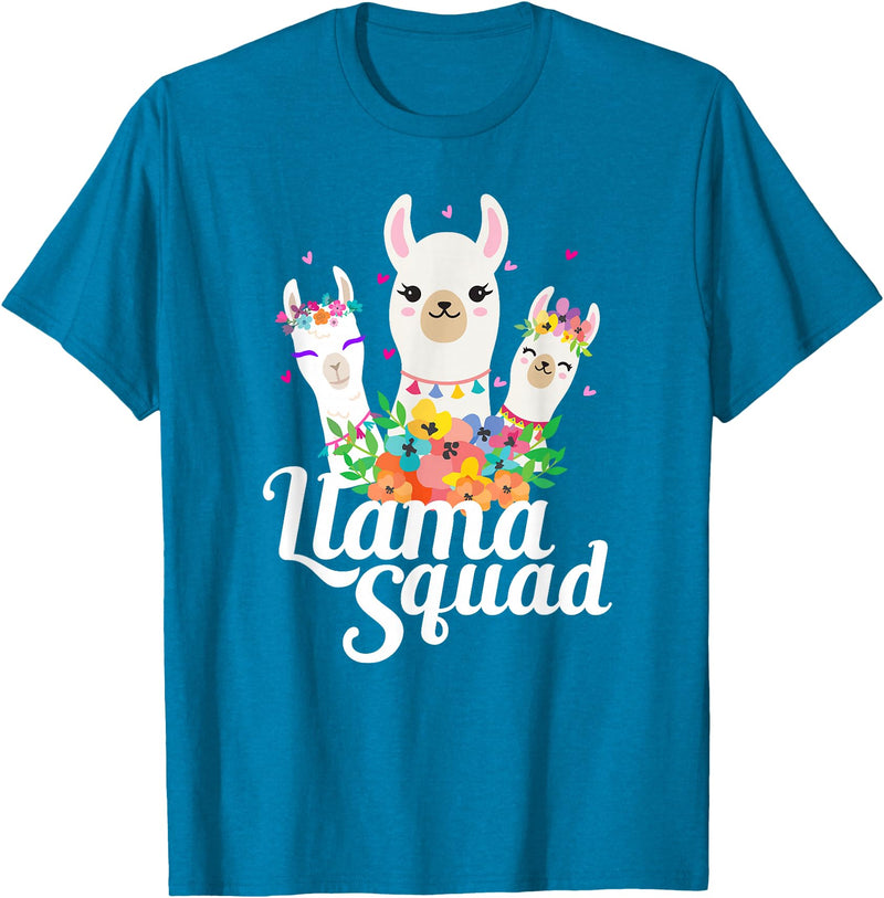 Llamas and Alpaca Gifts Llama Squad Funny Cute Llama Matching T-Shirt - Sapphire Blue
