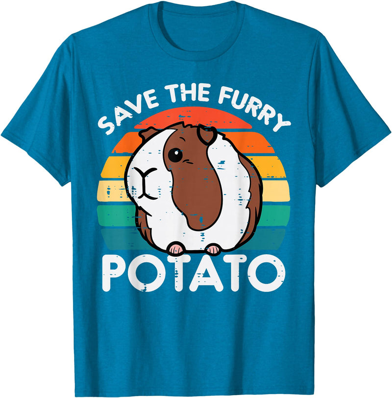Guinea Pig Shirts For Men Women Kids Gift Guinea Pig Save Furry Potato Cavy Pet Owner Women Kids Men T-Shirt - Sapphire Blue