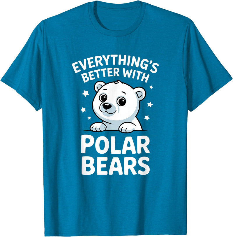 The Cute Animal Apparel Company Cute Polar Bear Lover Adults or Kids Boys Girls Polar Bears T-Shirt - Sapphire Blue