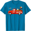 Spooky Harvest Cassic Pickup Truck Designs Classic Truck Happy Halloween Pumpkin Spooky Fall Farmhouse T-Shirt - Sapphire