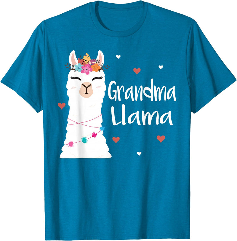 Me & Mommy Llama Co. Grandma Llama Cute Llamas Lover Best Grandmother Ever T-Shirt - Sapphire Blue