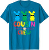 Easter Cousin Crew Rabbit Cute Matching Easter Day Party T-Shirt in Sapphire Blue