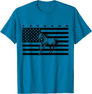 BASBO American Flag Horseback Riding Apparel - Horse T-Shirt - Straight - Sapphire Blue