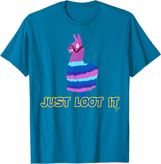 gamer shirts by jean olivier Funny llama outfit gamer outfit just loot it T-Shirt - Sapphire Blue