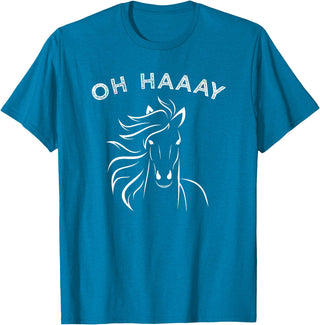 Horse Tee Apparel Funny Oh Haaay Horse T-Shirt, Funny Oh Hey Horse Tee T-Shirt - Sapphire Blue