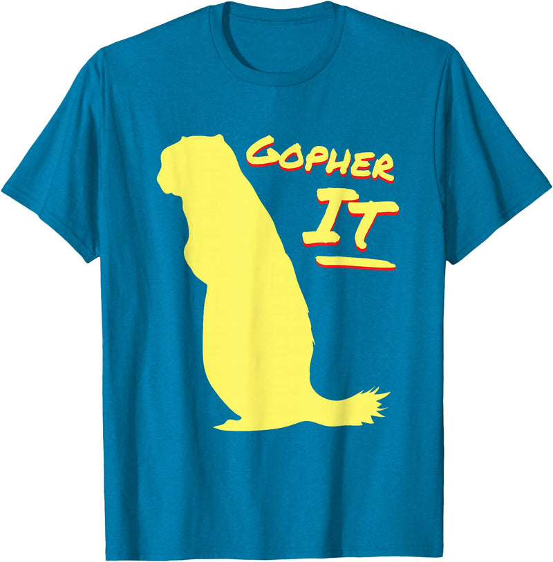 Green Cow Land Gopher It Funny Pun T-Shirt - Sapphire Blue