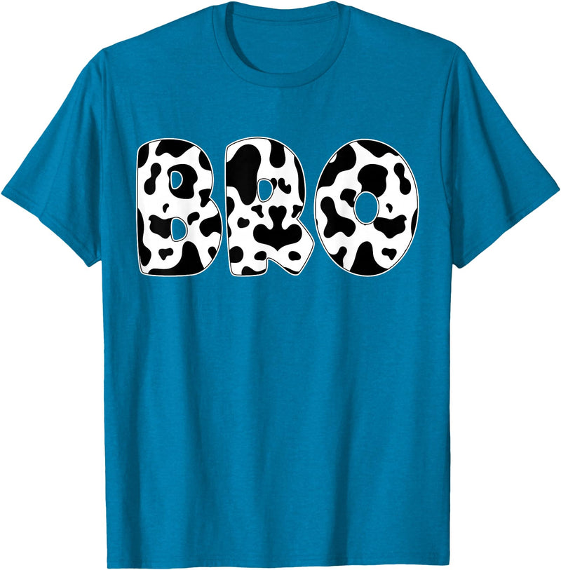 Family Matching Gifts Cow Bro Brother Cow Print Cow Pattern Mother's Day T-Shirt - Sapphire Blue