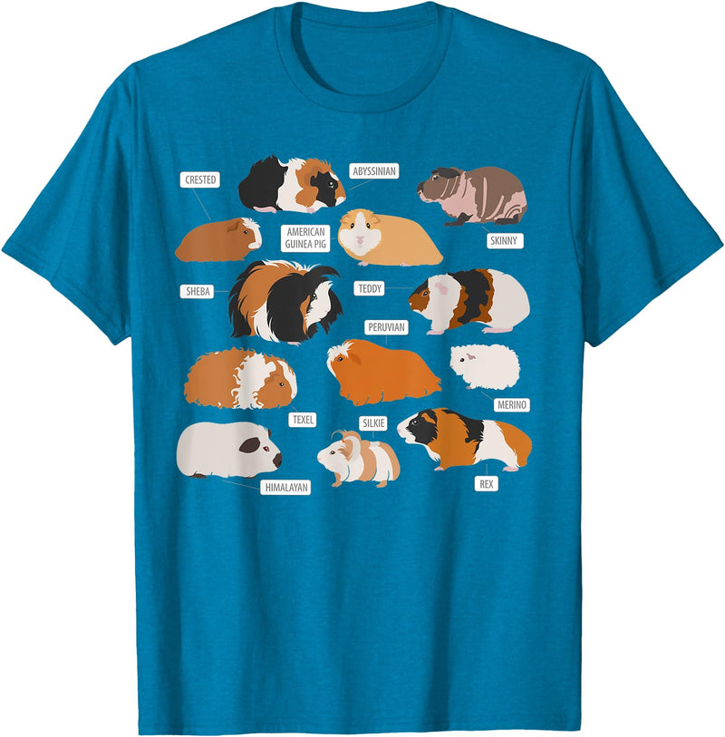 Guinea pig breeds Shirt Shirt Costume Clothing Tee Guinea pig breeds Shirt Shirt Costume Clothing Accessories T-Shirt - Sapphire Blue