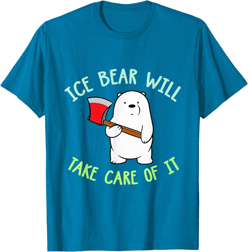 PeeKay Apparel - Fun Ice Bear Will Take Care Of It T-Shirt - Sapphire Blue