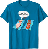Bacon T Shirt Co Next Time Wear Sunscreen Funny Pig Bacon Sunbathing T-Shirt - Sapphire Blue