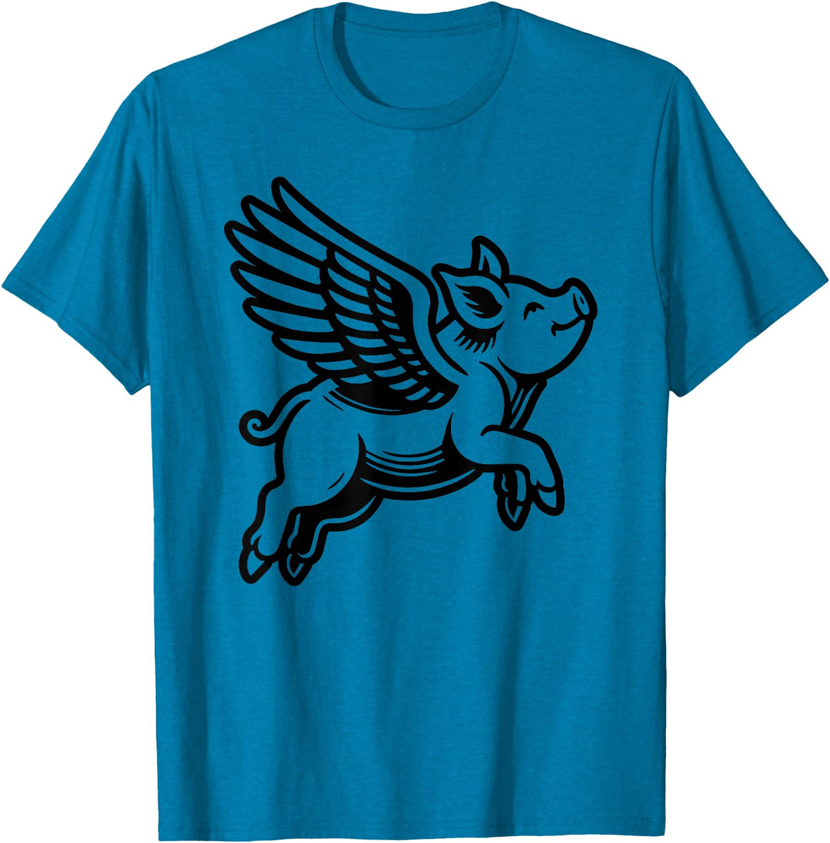 Funny Pig Humor by TKsTees Funny Flying Pig Oink Aviator T-Shirt - Sapphire Blue