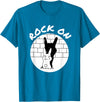 Funny Rock on Bunny Rabbit Shadow Puppet Rock N Roll Hand T-Shirt in Sapphire Blue