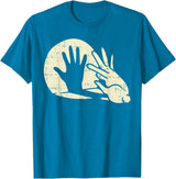 Funny Rabbit Animal Bunny Lover Shadow Play Pun Gift T-Shirt in Sapphire Blue