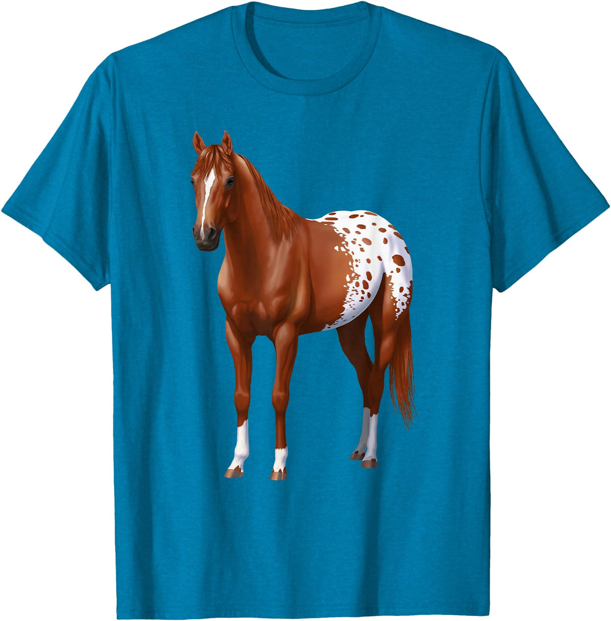 Horse Lover Art by CSForest Chestnut Sorrel Blanket Appaloosa Horse Lover Gift T-Shirt - Sapphire Blue