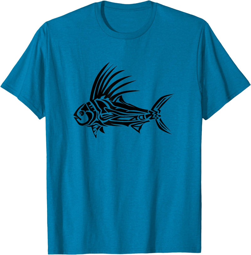 Fishing Tee Shirts & Fisherman Gifts Roosterfish Shirt - Cool Rooster Fish Tribal Design T-Shirt T-Shirt - Sapphire Blue