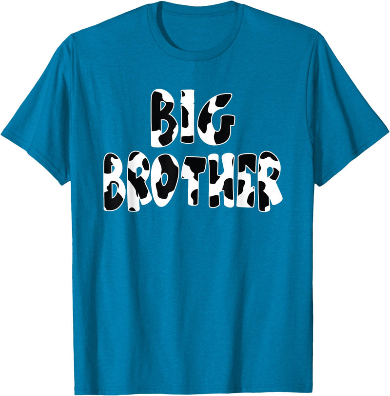 funny saying Gifts for Family Members and more Big Brother Cow Print Cow Pattern T-Shirt - Sapphire Blue