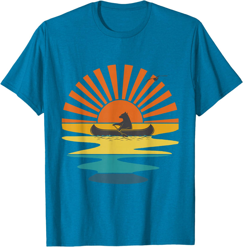 BOLD POD Sunset Canoe Bear T-Shirt - Sapphire Blue