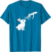 Cute Skeleton Hand Boop Bunny Rabbit Funny Easter Day T-Shirt in Sapphire Blue