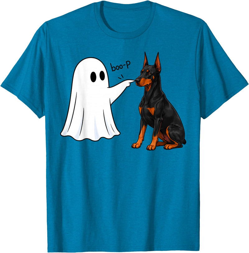 Spooky Snoot Society Doberman Pinscher Boo P Ghost Boop Halloween Dog Lover T-Shirt - Sapphire Blue