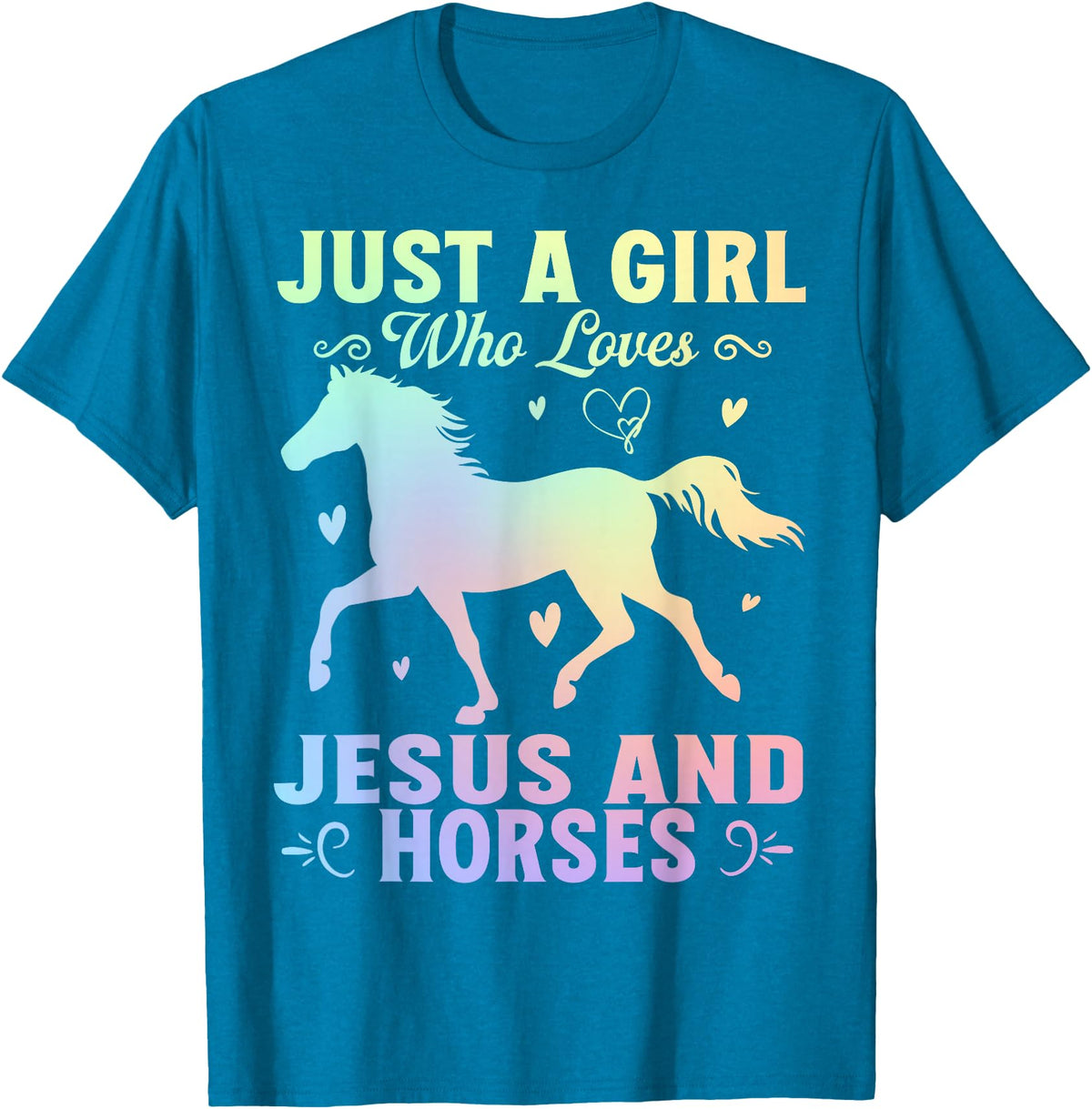Jesus and Horses Christian Religious. Just A Girl Who Loves Jesus And Horses T-Shirt - Sapphire Blue