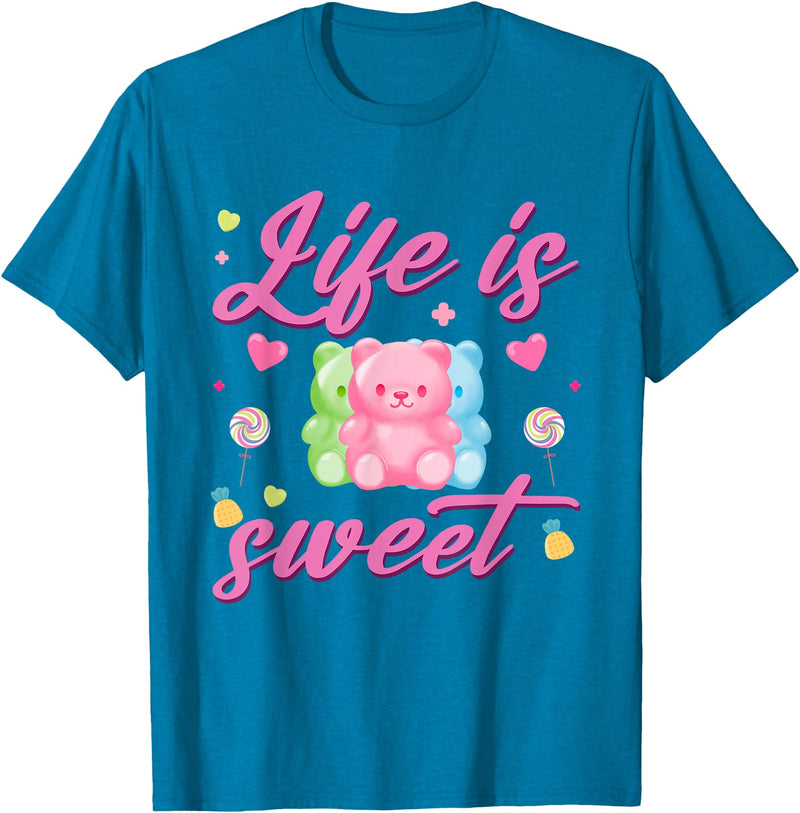 Funny gummy bear lover gummy bear candy Gummy Bear Life is Sweet Candy Gummy Bear T-Shirt - Sapphire Blue