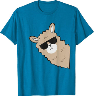 Funny Llama And Alpaca Gifts Cute Llama Alpaca with Sunglasses Funny Llama T-Shirt - Sapphire Blue