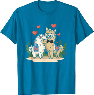Llama Bride and Groom Wedding Matching Couple Llama Bride and Groom Wedding Art Matching Couple Loving T-Shirt - Sapphire Blue