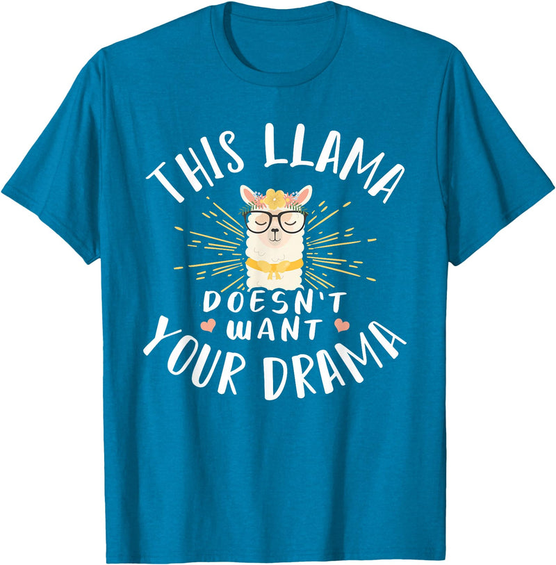Cute Llama And Alpaca Animal Design Ideas Dieses Lama Wanna dein Drama nicht T-Shirt - Sapphire Blue