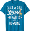 Giraffe Memme Just A Girl Who Loves Giraffes and Bowling Giraffe Gift T-Shirt - Sapphire Blue