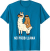 The Llama Lover No Prob-llama Cute No Prob Llama T-Shirt - Sapphire Blue