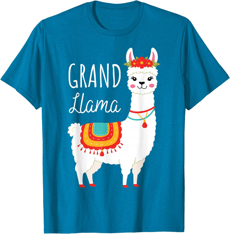 Mother's Day Gifts & Apparel Grand Llama - Grandma Grandmother Llama Lovers Mother's Day T-Shirt - Sapphire Blue