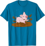 Pigs Mud Pig Playing in the Mud T-Shirt - Sapphire Blue