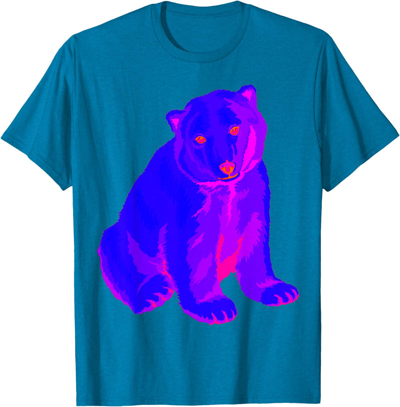 EDM Polar Bear T-Shirt EDM Electronic Techno Polar Bear Trippy Rave Shirt T-Shirt - Sapphire Blue