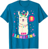 Llamazing Birthday Party Outfit Llama Lovers Llamazing 8 Years Old Girl Birthday Cute Llama Alpaca Kids T-Shirt - Sapphire Blue