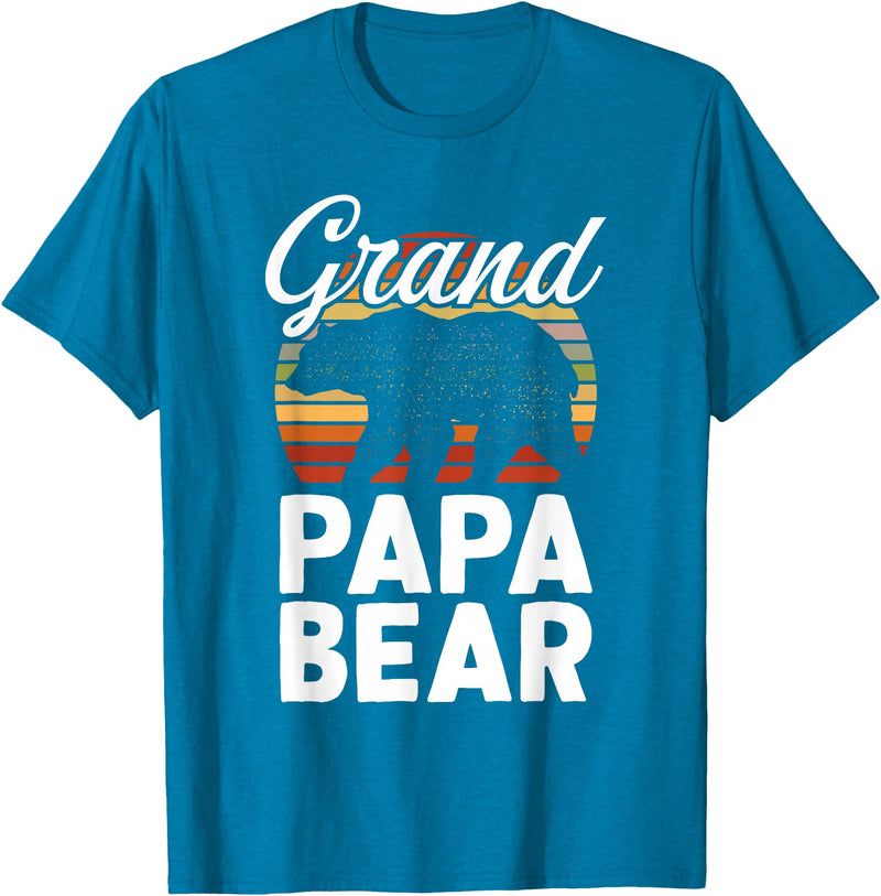 Crazy Grandpa Apparel & Gifts Fun Grandpa Animal Sunset Graphic - Grandpapa Bear T-Shirt - Sapphire Blue