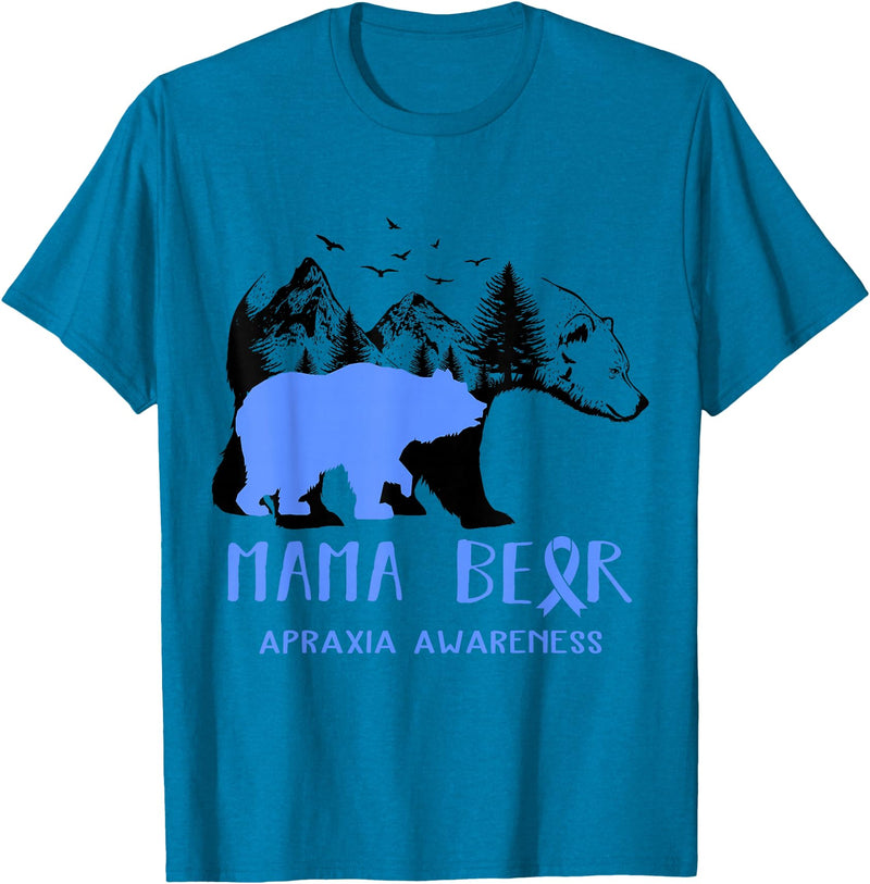 Mama Bear Apraxia Awareness Shirt For Women Men T-Shirt - Sapphire Blue