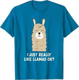 Funny Llama And Alpaca Gifts I Just Really Like Llamas T-Shirt - Sapphire Blue