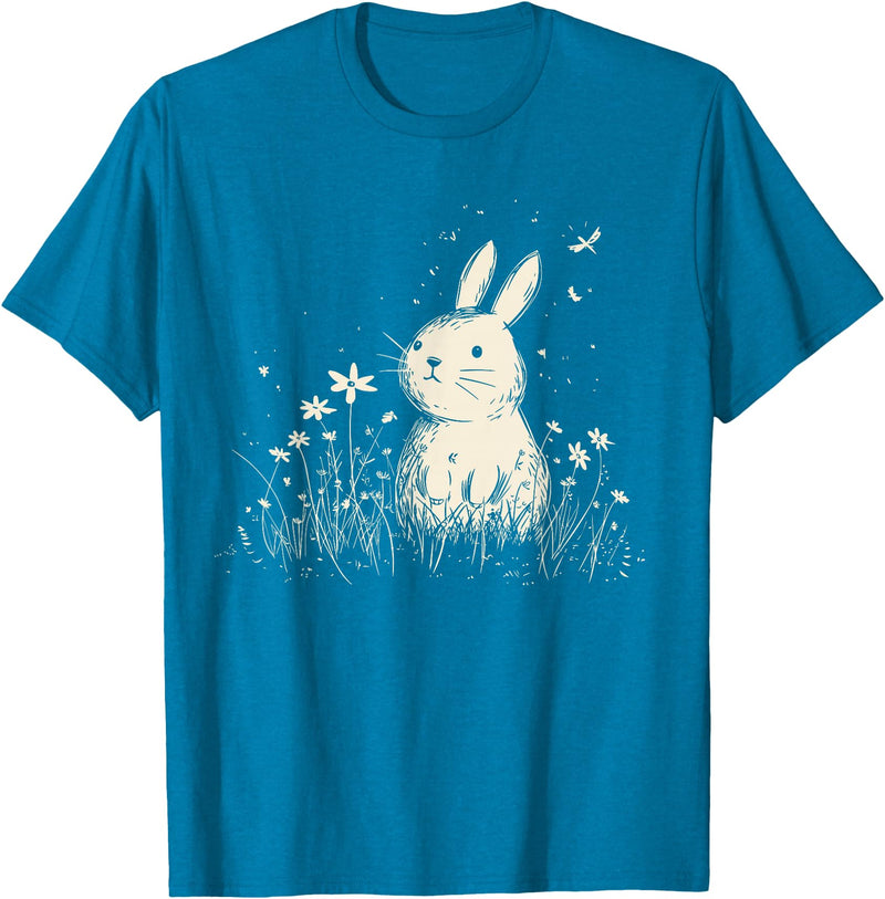 Bunny Rabbit Chibi Japanese Kawaii Cute Animal Alt Aesthetic T-Shirt in Sapphire Blue