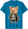Spooky Cute Cartoon Animals in Halloween Outfits Funny Pig Skeleton Costume for Kids Boys Girls Halloween T-Shirt - Sapphire Blue