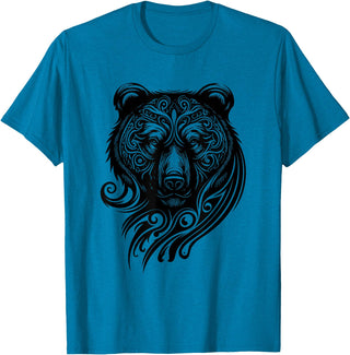 Best Tribal Tattoo Designs I Trends I Born for Art Bear Grizzly Nordic Indian Celtic Mythology Wild Animal Fan T-Shirt - Sapphire Blue