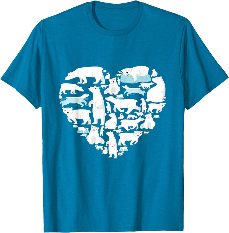 Polar beart lover heart gifts idea kids boys girls Polar Bear Lover Polar Bear Heart Valentine Gift Men Women T-Shirt - Sapphire Blue