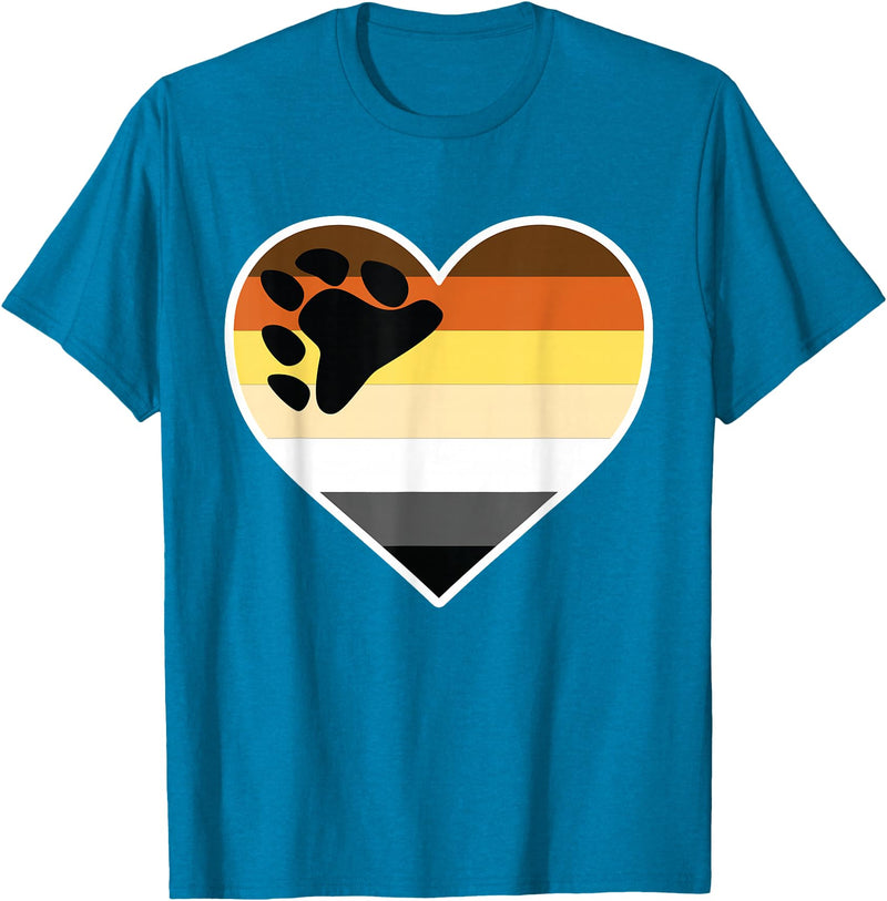 Bear Gift for LGBT Member LGBTQ Bear Flag Heart - LGBTQIA+ Pride Month Bear T-Shirt - Sapphire Blue