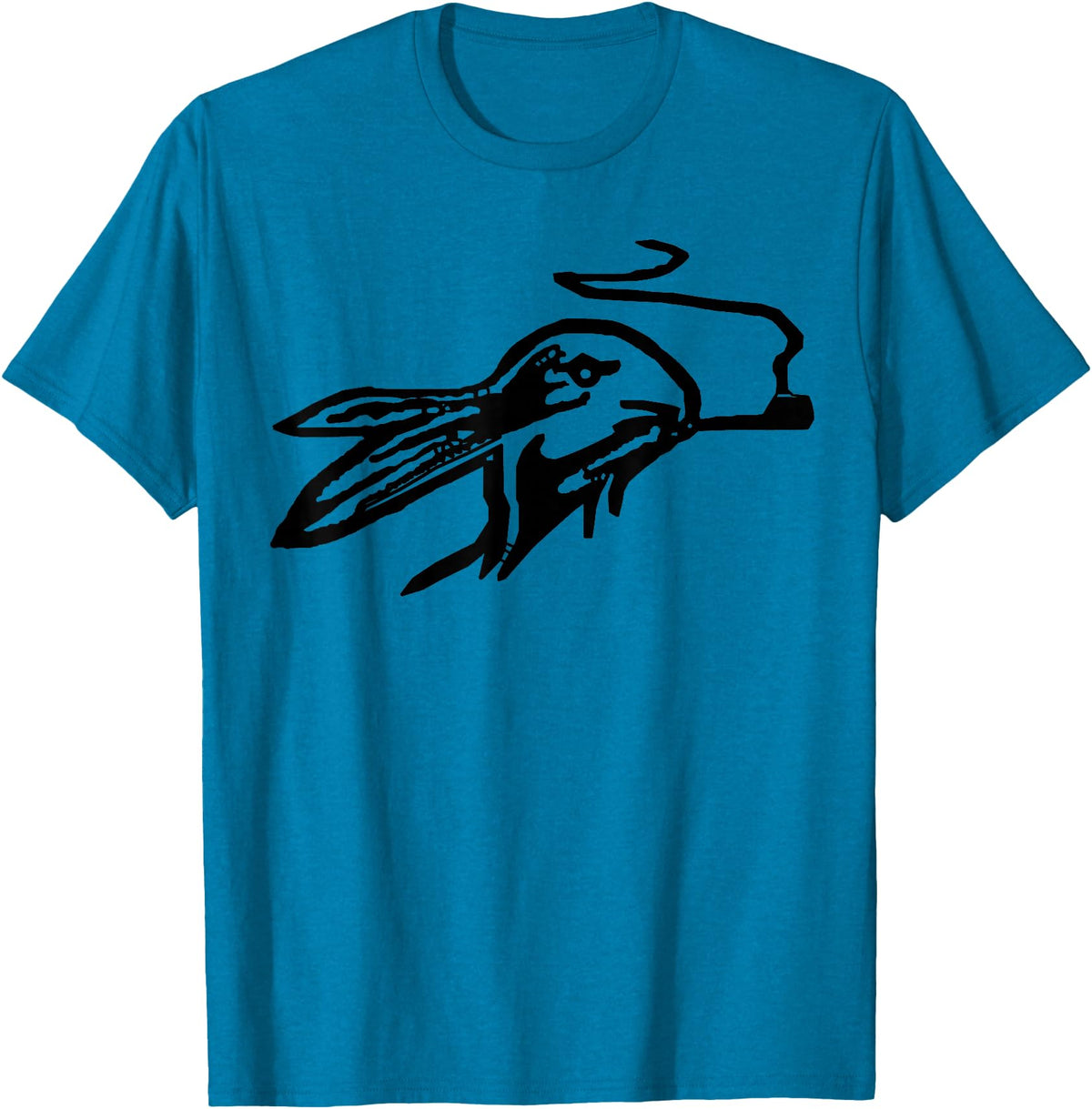 Rabbit Smoking a Pipe T-Shirt in Sapphire Blue